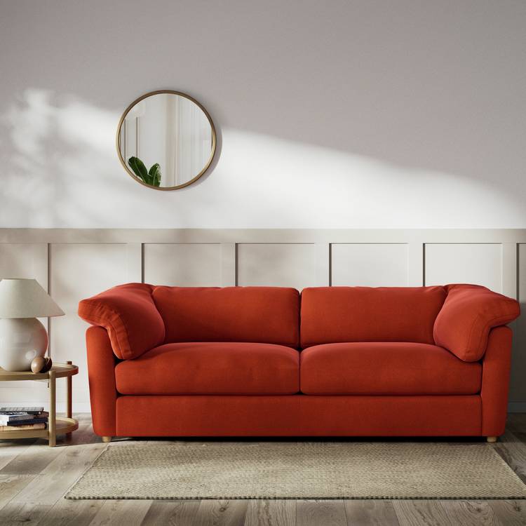 Habitat Wynn Velvet 4 Seater Sofa - Burnt Orange - Ash Leg 0
