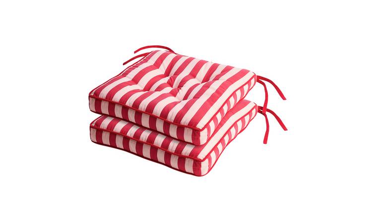Habitat Striped Pack of 2 Seat Cushion - Red