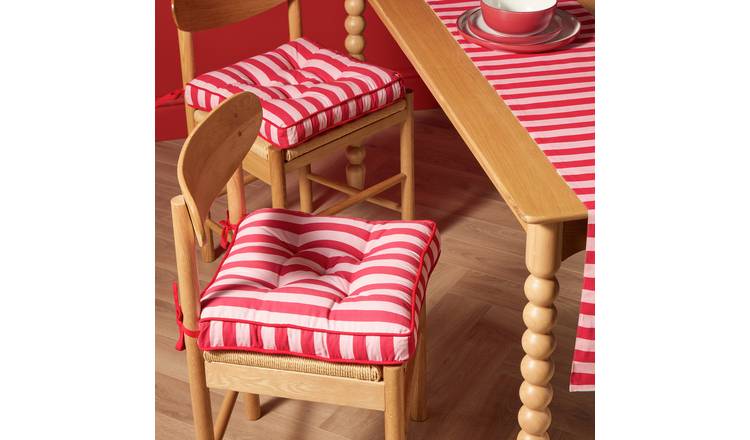 Habitat Striped Pack of 2 Seat Cushion - Red