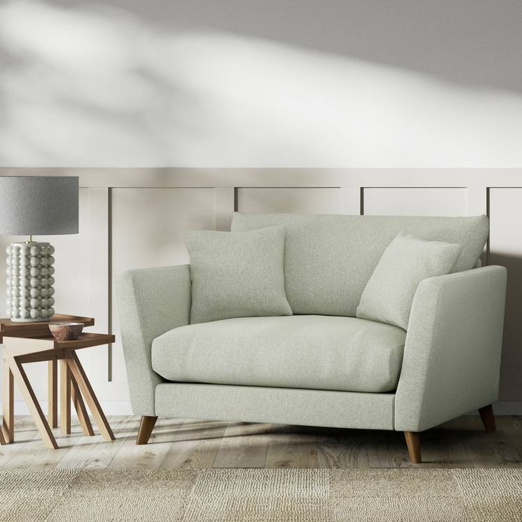 Habitat Lomond Fabric Cuddle Chair - Sage Green - Dark Leg 0