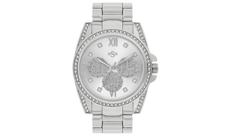 Spirit Ladies Silver Tone Stone Set Bracelet Watch