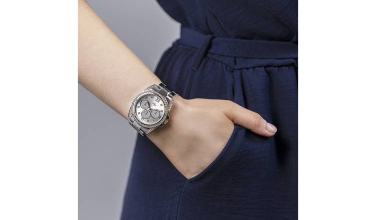 Spirit Ladies Silver Tone Stone Set Bracelet Watch