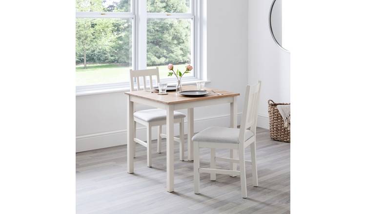 Julian Bowen Coxmoor Oak Dining Table & 2 Ivory Chairs