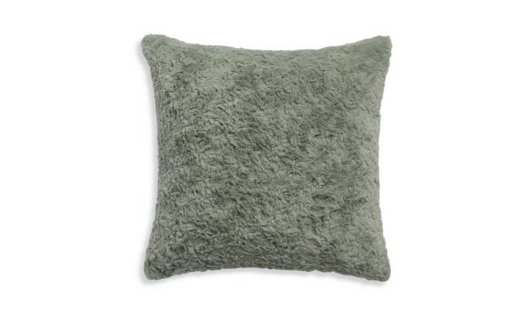 Habitat Faux Fur Textured Cushion - Sage - 43x43cm