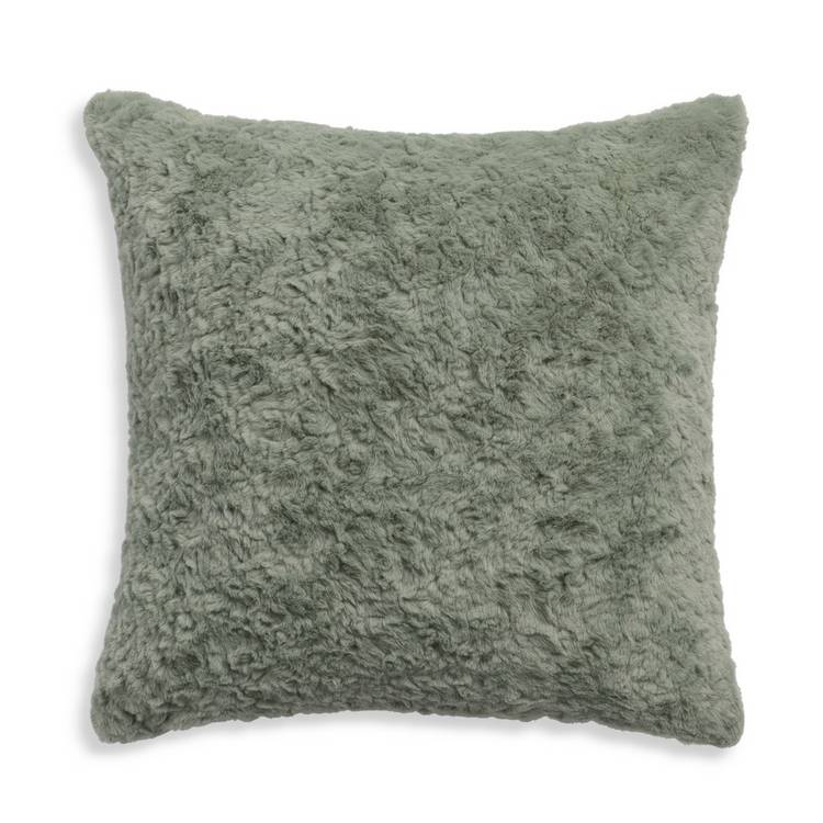 Habitat Faux Fur Textured Cushion - Sage - 43x43cm 0