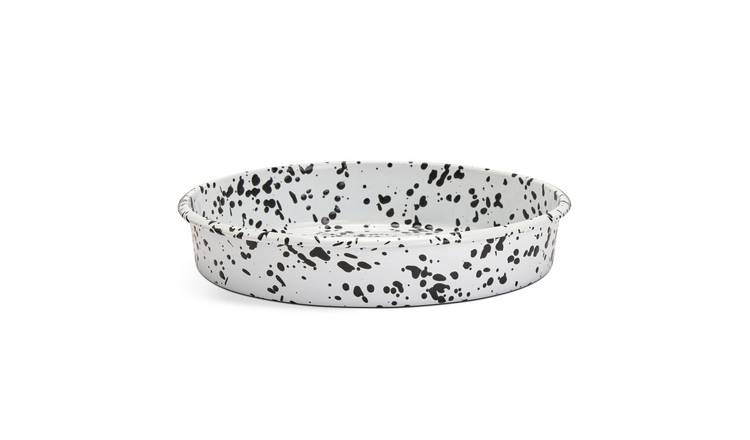 Habitat 26cm Enamel Round Dish - White 