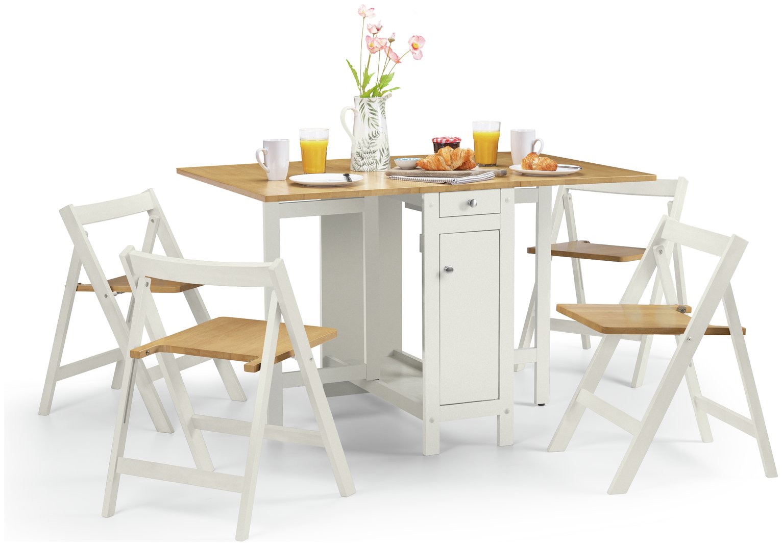 Julian Bowen Savoy Dining Table & 4 Chairs - White & Natural