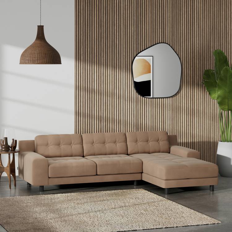 Habitat Hendricks Right Hand Corner Sofa - Latte -Black Leg 0