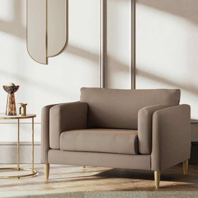 Habitat Newington Fabric Cuddle Chair - Biscuit - Ash Leg 0