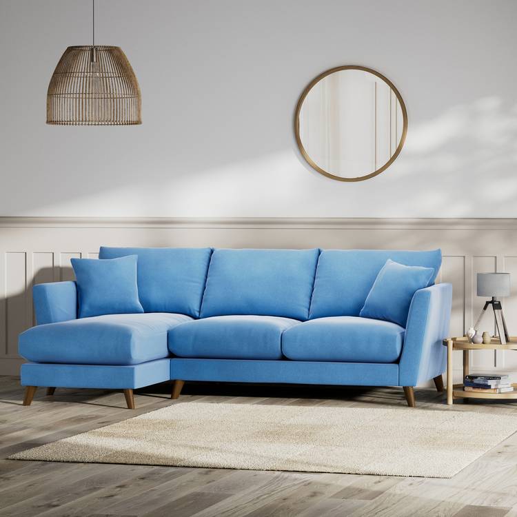 Habitat Lomond Left Hand Corner Sofa - Sky Blue - Dark Leg 0