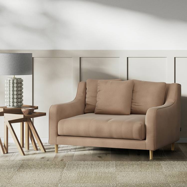 Habitat Swift Fabric Cuddle Chair - Latte - Ash Leg 0
