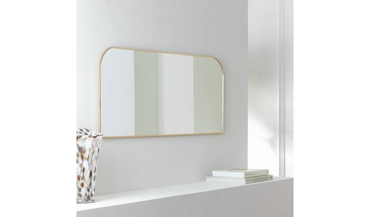 Habitat Gold Round Edge Rectangular Wall Mirror - 40x100cm
