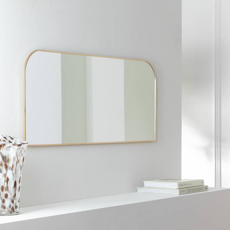 Habitat Gold Round Edge Rectangular Wall Mirror - 40x100cm 0