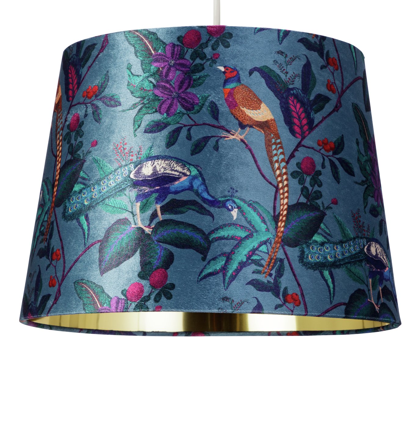 blue and gold lamp shade