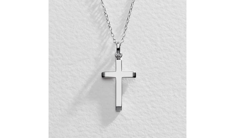 Silver cross sale necklace womens