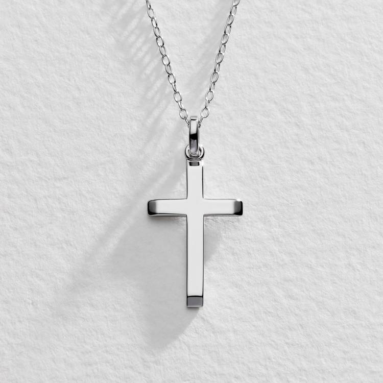 Revere Sterling Silver Plain Cross  Pendant Necklace 0