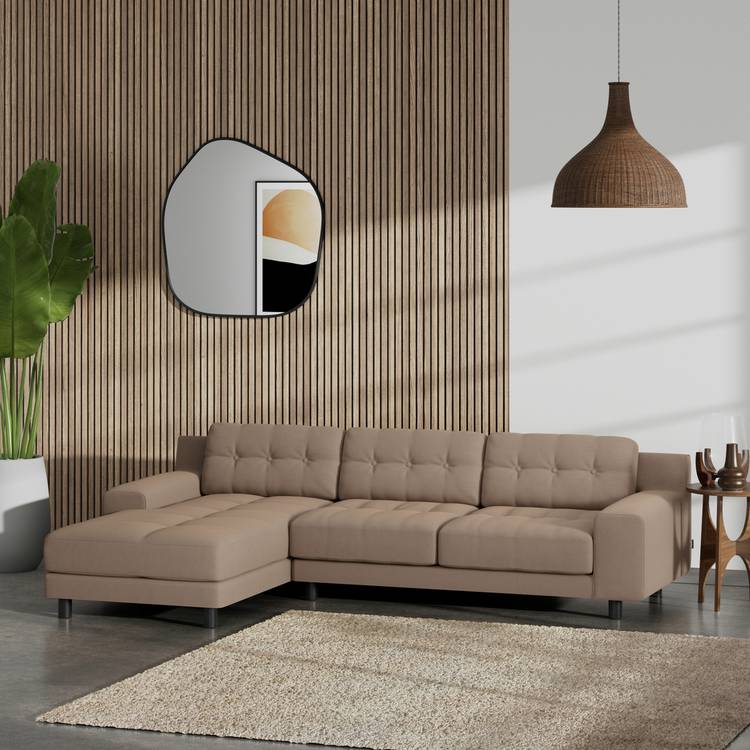 Habitat Hendricks Left Hand Corner Sofa - Biscuit -Black Leg 0