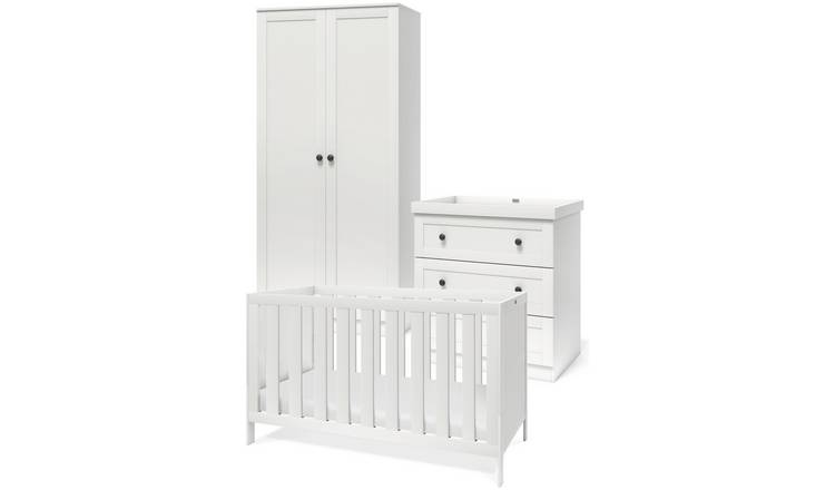 Silver Cross Bromley 3 Piece 2 Door Wardrobe Set - White