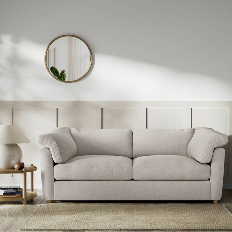 Habitat Wynn Fabric 3 Seater Sofa - Stone - Ash Leg 0