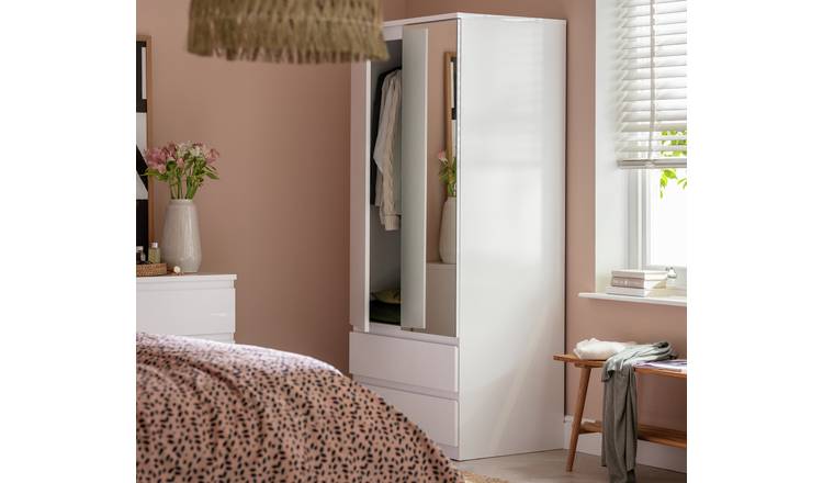 Argos Home Jenson 2 Door 2 Drawer Mirror Wardrobe - White