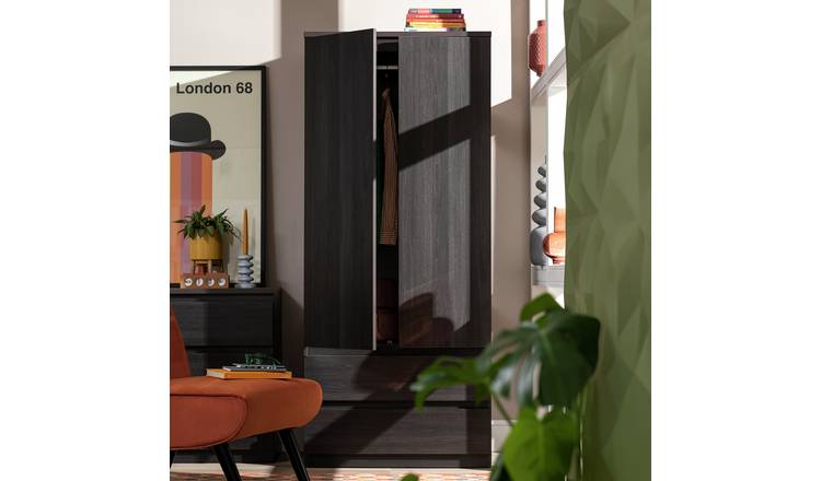 Argos Home Jenson 2 Door 2 Drawer Wardrobe - Black Brown