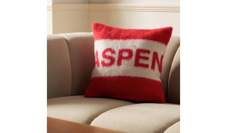 Habitat Faux Mohair Cushion - Red - 43x43cm