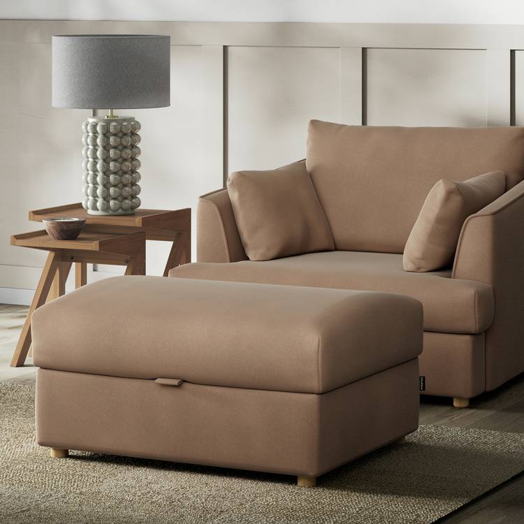 Habitat Holmfirth Velvet Footstool - Latte 0
