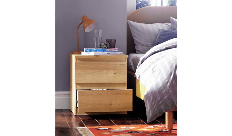 Argos Home Jenson 2 Drawer Bedside Table - New Oak Effect