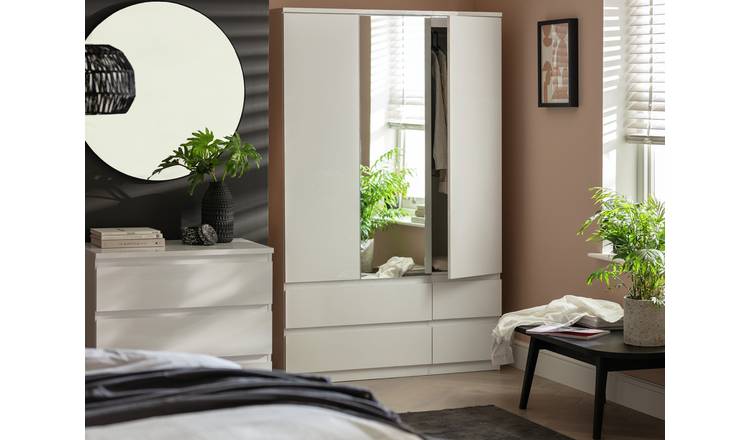 Argos Home Jenson 3 Door Mirror Wardrobe - Matte White