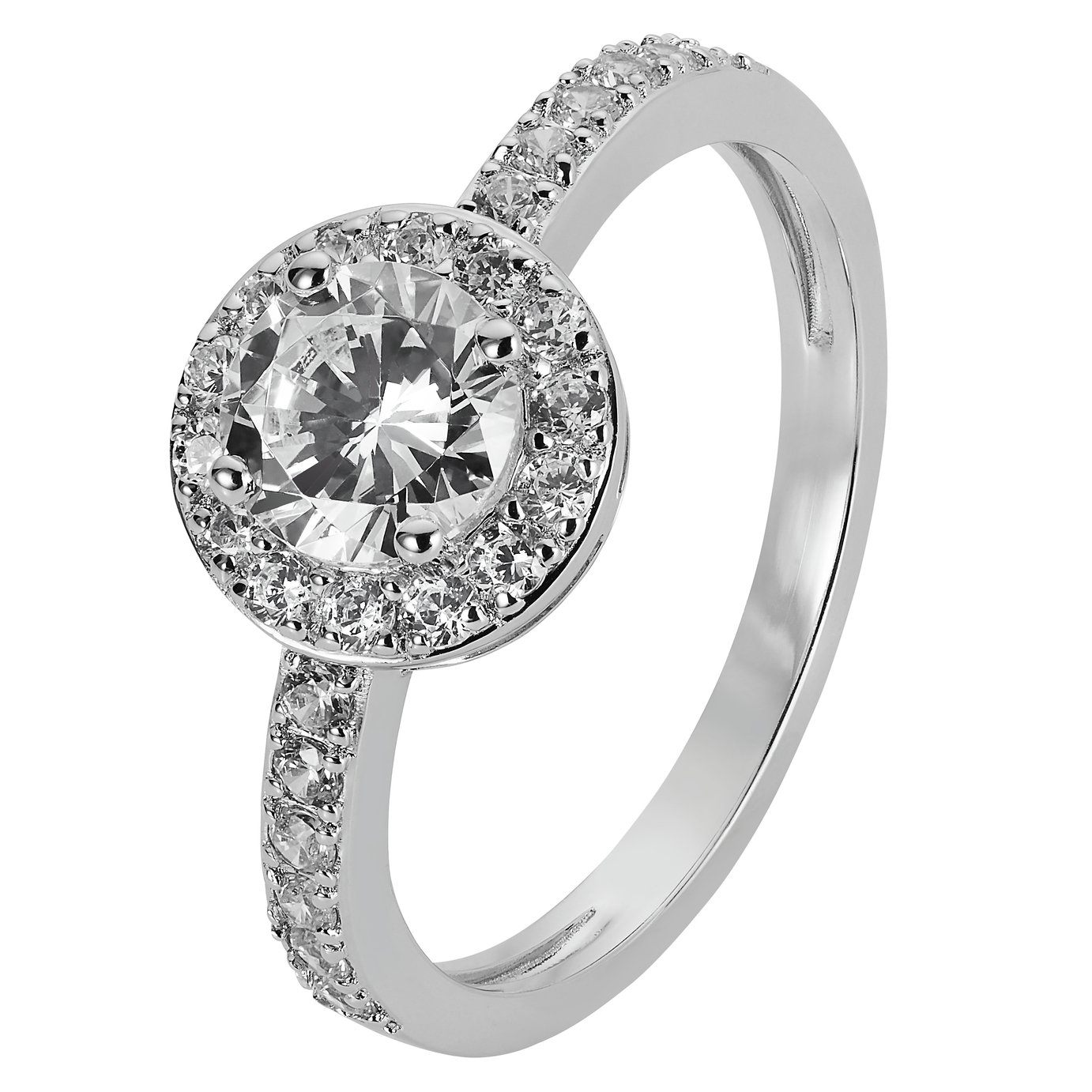 Buy Revere Sterling Silver Cubic Zirconia Halo Ring - P  Womens rings 