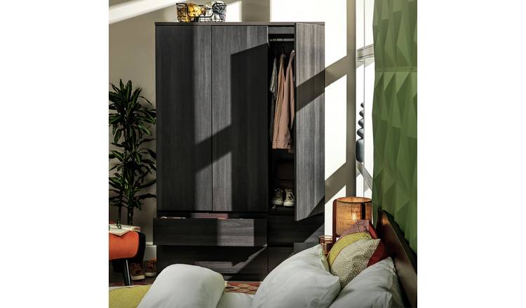 Argos Home Jenson 3 Door 4 Drawer Wardrobe - Black