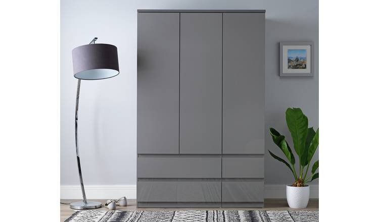 Argos Home Jenson 3 Door 4 Drawer Wardrobe - Grey
