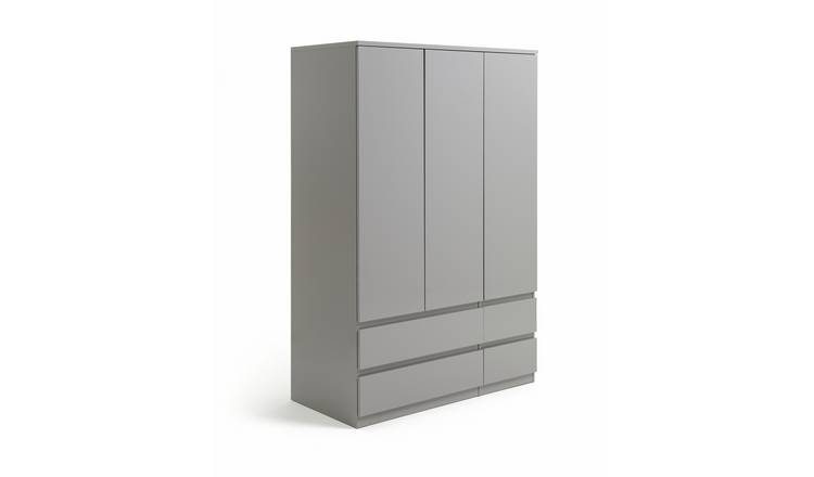 Argos Home Jenson 3 Door 4 Drawer Wardrobe - Gloss Grey
