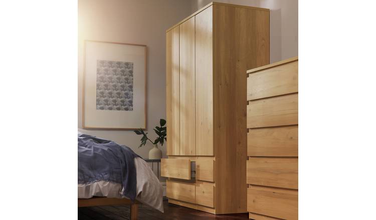 Argos Home Jenson 3 Door 4 Drawer Wardrobe - New Oak