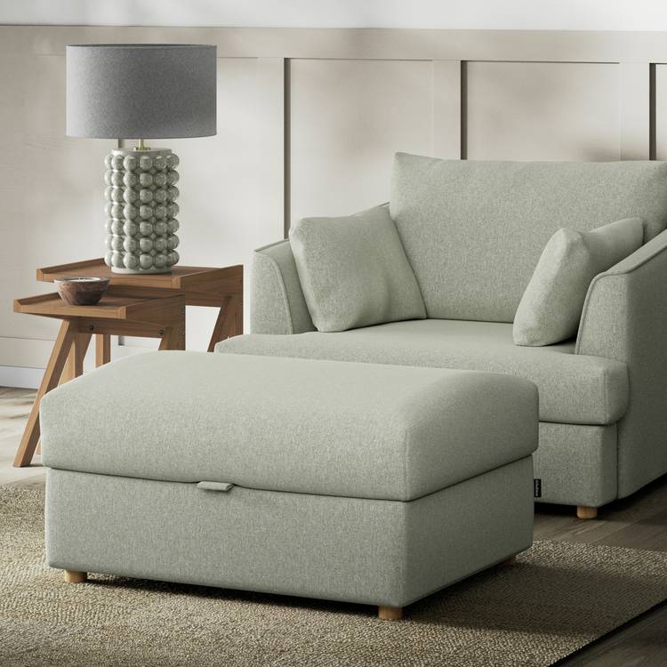 Habitat Holmfirth Fabric Footstool - Sage Green 0