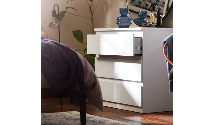 Argos Home Jenson 3 Drawer Chest - Grey Gloss