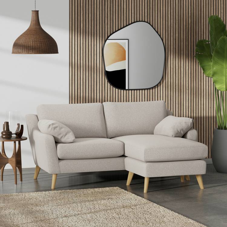 Habitat Ivor Right Hand Corner Sofa - Stone - Ash Leg 0