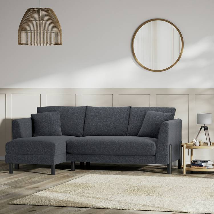 Habitat Aston Left Hand Corner Sofa - Charcoal - Black Leg 0
