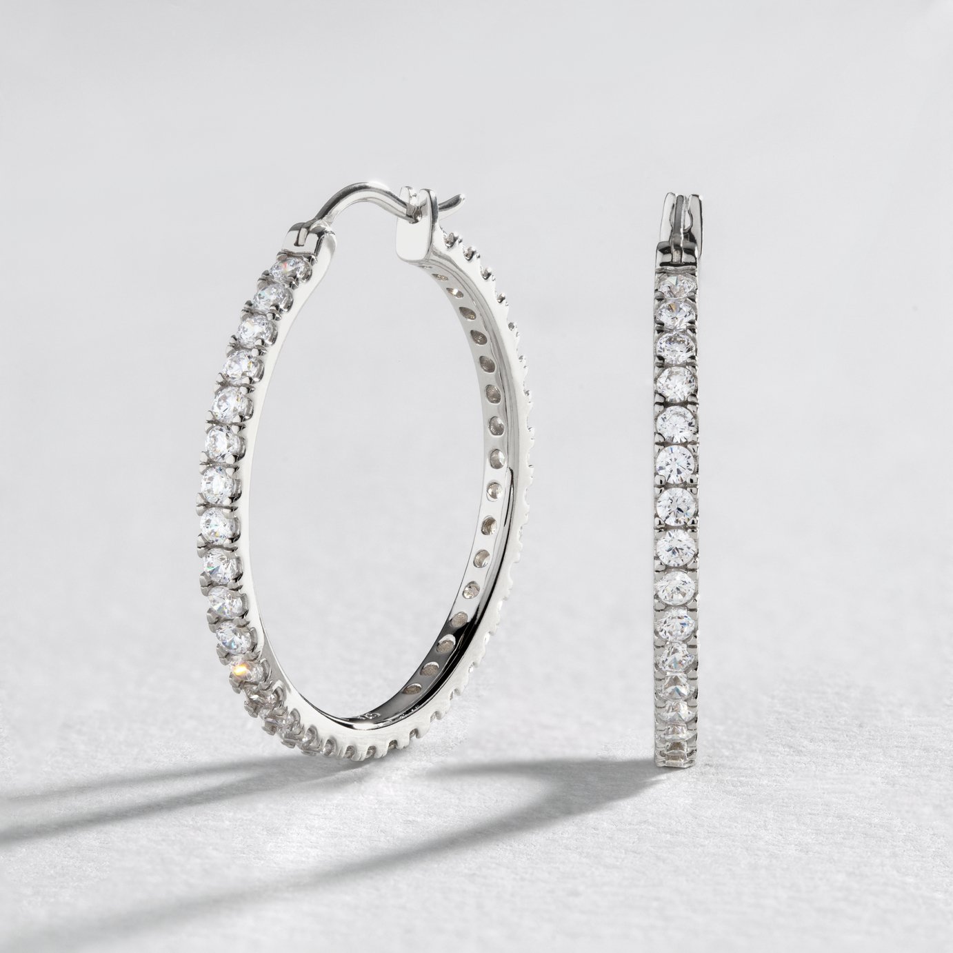 Revere Sterling Silver Cubic Zirconia Hoop Earrings