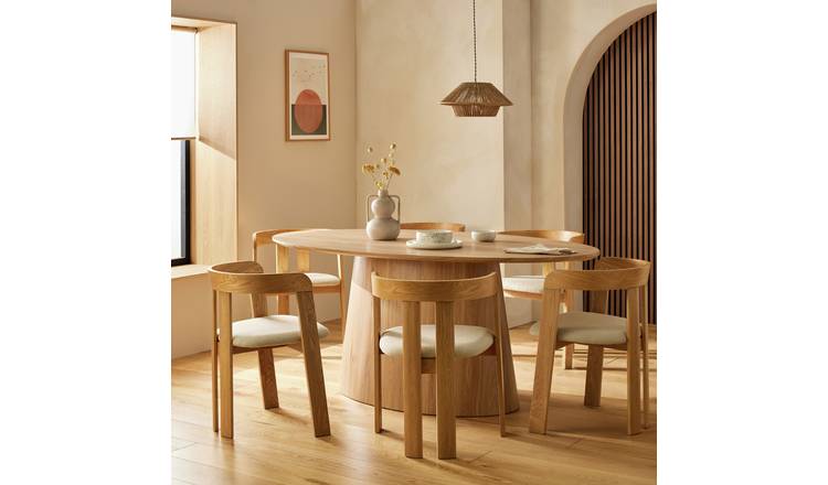 Habitat Pierce Natural Dining Table & 6 Oak Chairs 