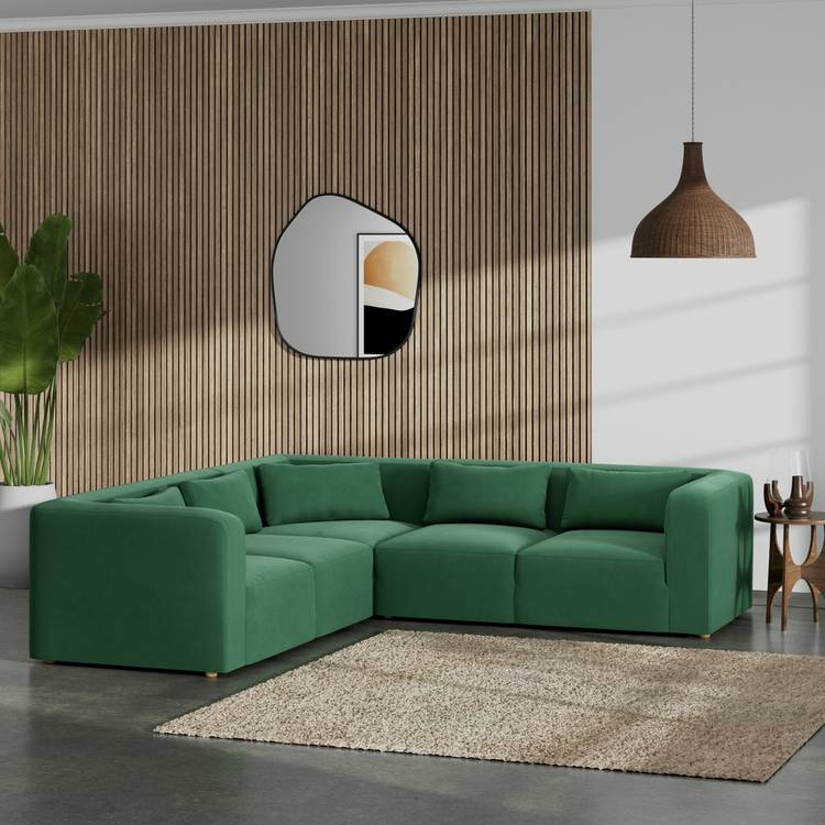 Habitat Lars Reversible Corner Sofa - Green - Ash Leg 0