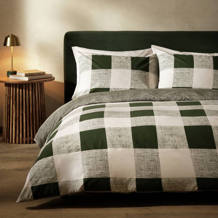 Habitat Large Gingham Green Bedding Set - Double 0