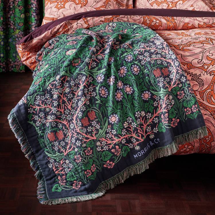 Habitat x Morris & Co. Blackthorn Throw - Green - 125x150cm 0