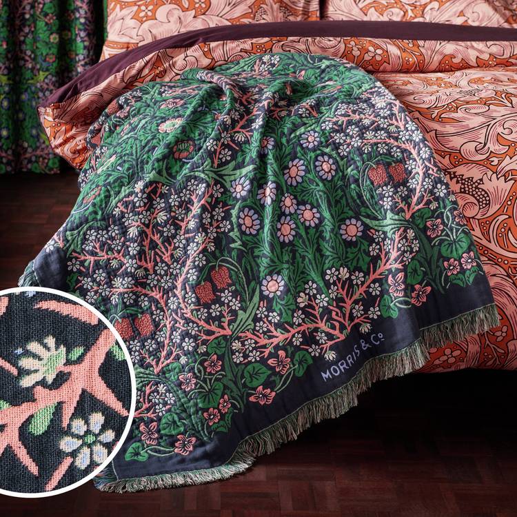 Habitat x Morris & Co. Blackthorn Throw - Green - 125x150cm 0