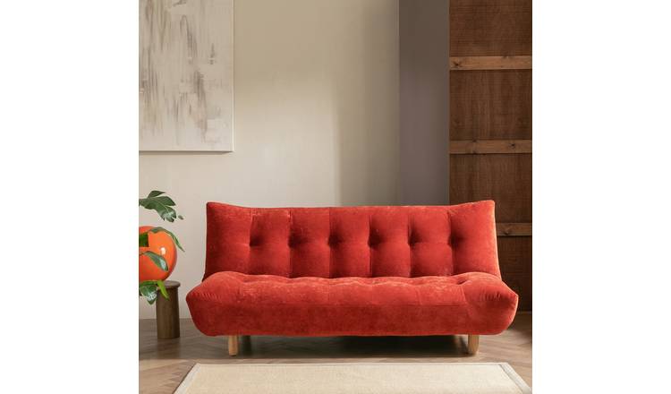 Habitat Kota 3 Seater Velvet Sofa Bed - Burnt Orange