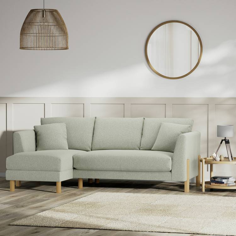 Habitat Aston Left Hand Corner Sofa - Sage Green - Ash Leg 0