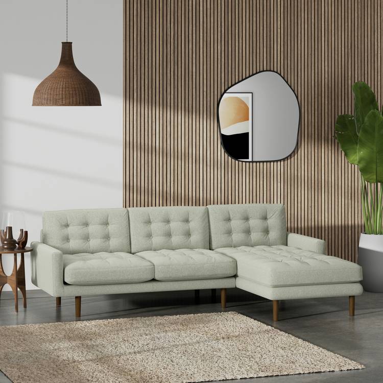 Habitat Fenner Right Hand Corner Sofa - Sage Green -Dark Leg 0