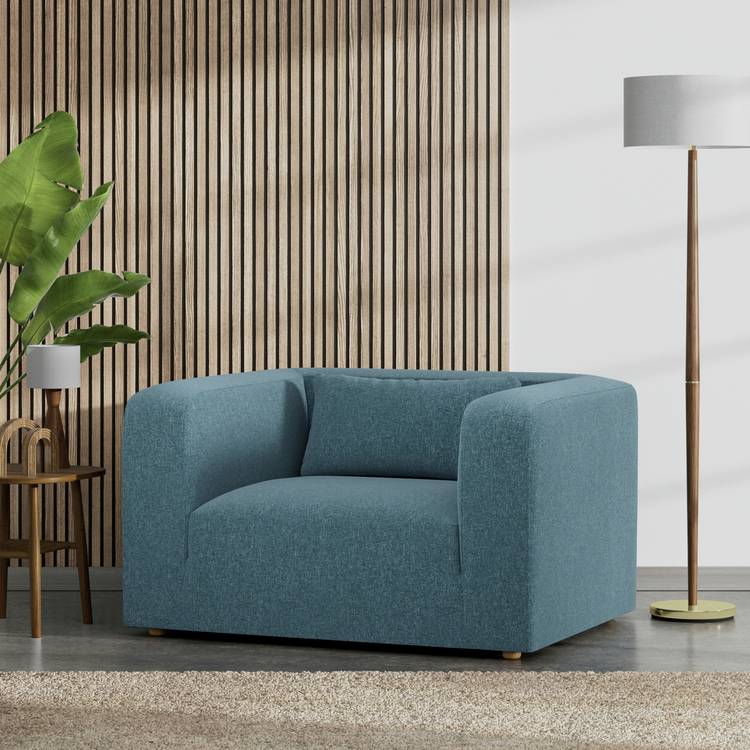 Habitat Lars Fabric Cuddle Chair - Blue 0