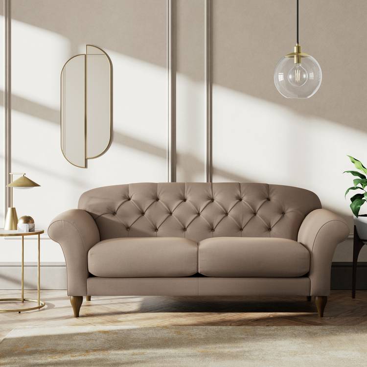 Habitat Brooker Fabric 3 Seater Sofa - Biscuit - Dark Leg 0