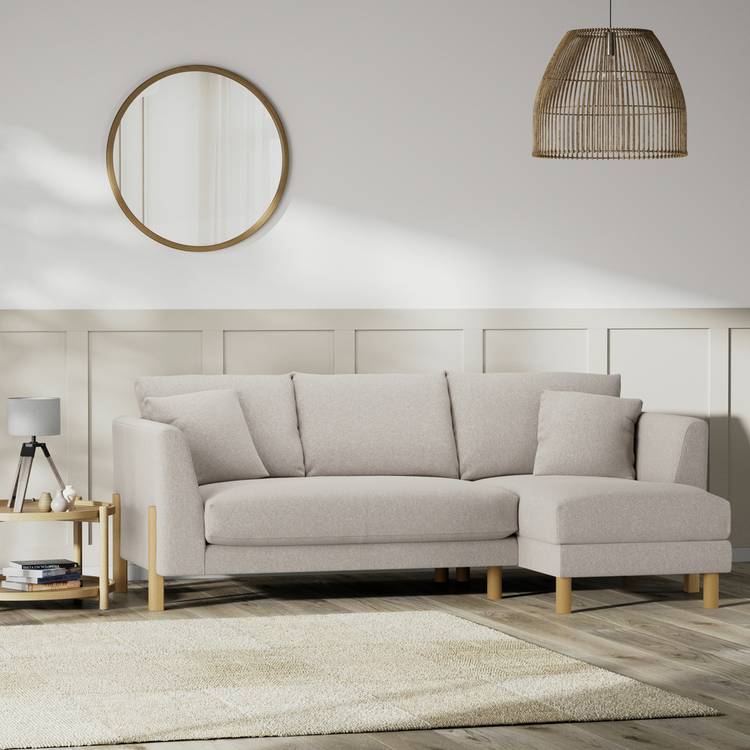 Habitat Aston Right Hand Corner Sofa - Stone - Ash Leg 0